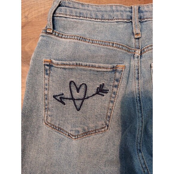 Hollister 90sJeans Womens Distressed Embroided High Rise Dad‎ Jean Stretch Denim - Picture 10 of 12